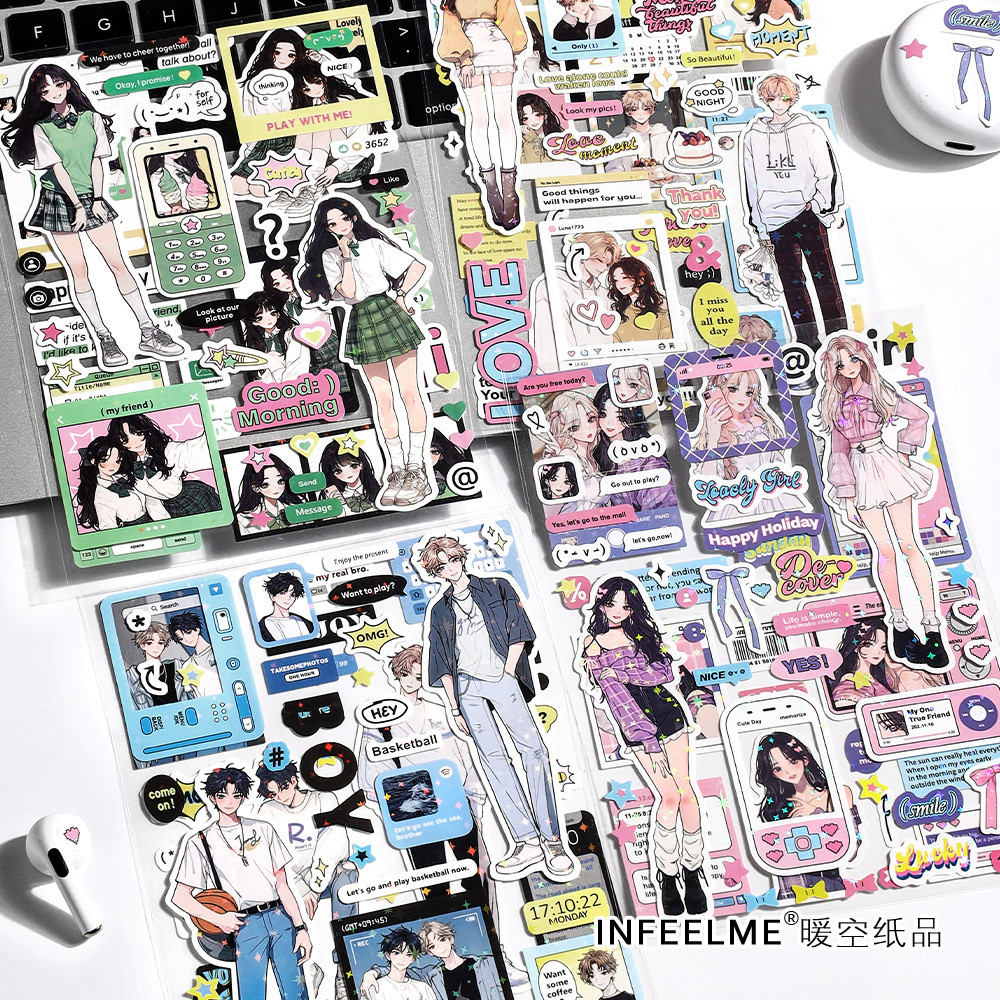 

1/2/4Pcs/Set Sticker Cartoon Girls Boys Decorative Decal Seal Cartoon Girls for Diary Planner Scrapbook School Supply Stationery