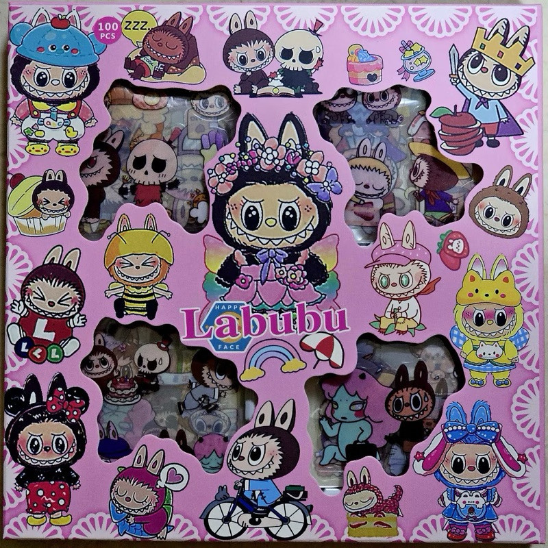 

(CCK STORE) STICKER LABUBU import isi 100 Pcs/box Sticker Karakter Waterproof Anti air Stiker kartun Dekorasi