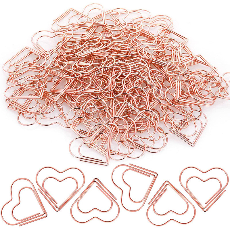 

50Pcs/Set Metal Paper Clips Hearts Mini Binder Clip Bookmark Book Binding Note Decor Stationery School Office Binding Supplies