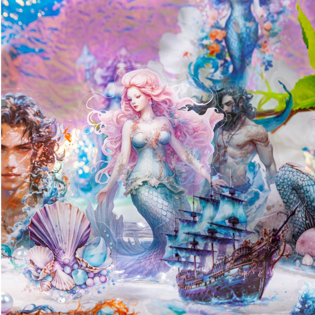 

15pcs/1lot Kawaii Stationery Stickers Mermaid Sea God Junk Journaling Decorative Mobile Scrapbooking for stickers Scrapbook