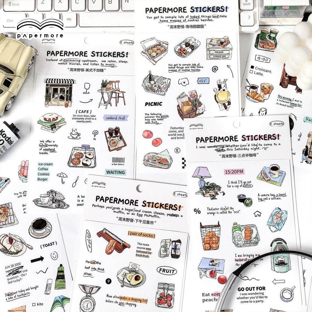 

2 Lembar / Pack Sticker Journalling Deco PAPERMORE EDITION 02 Daily Scrapbook Journal Stiker DIY Gwiyeo