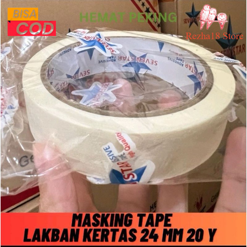 

R18 Isolasi Kertas Seven Star 24Mm 20 Yard Masking Tape Lakban Kertas