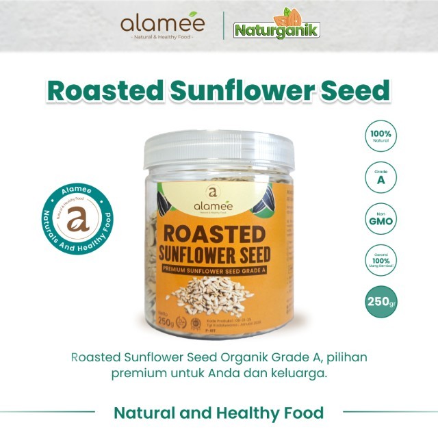 

ALAMEE Roasted Sunflower Seed Biji Bunga Matahari Kupas Oven Biji Kuaci Panggang PREMIUM 250gr Naturganik