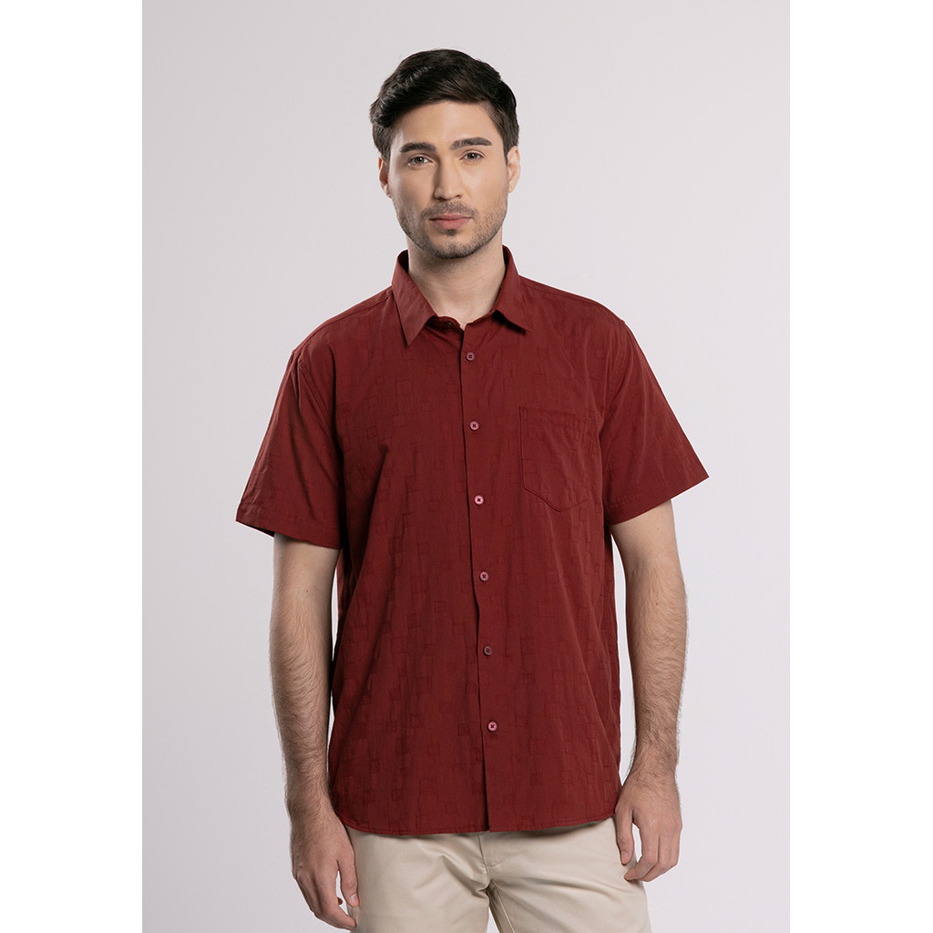 MOC - Kemeja Lengan Pendek Riley - Maroon
