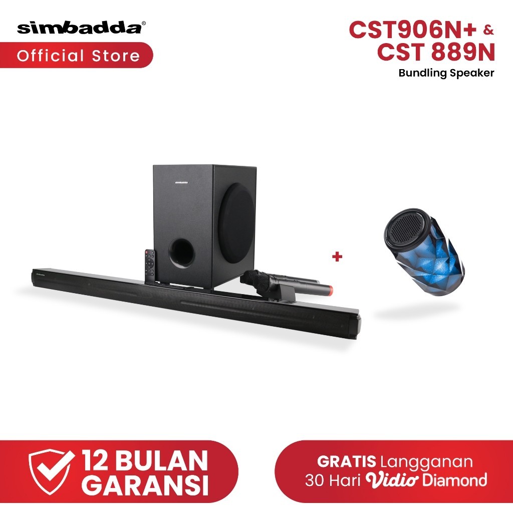 Simbadda Soundbar Bass CST 906N+ & Speaker Bluetooth CST 889N Bundle