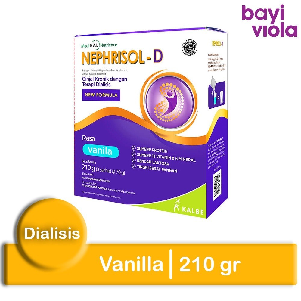 

ED APR 2025 Nephrisol D Vanilla Vanila 210 gr Susu Ginjal Dialisis Free Bubble+Dus