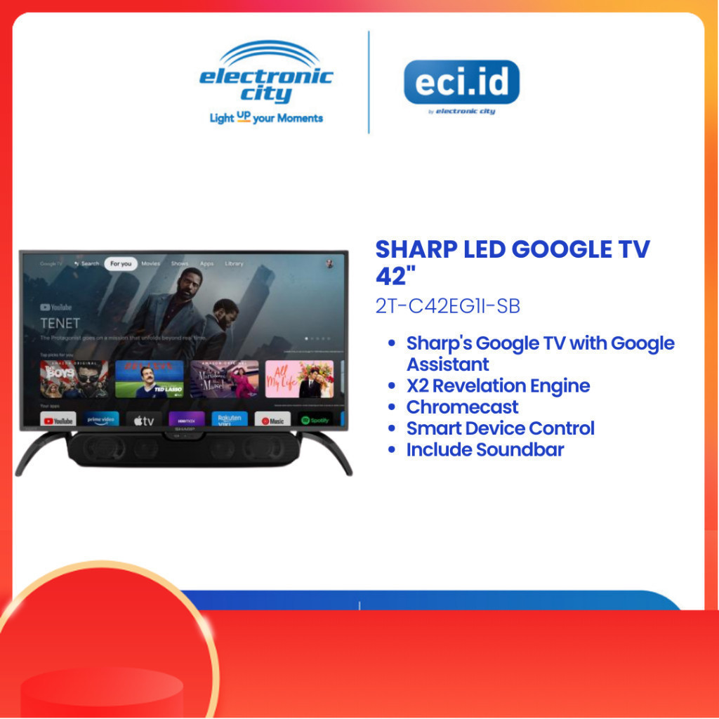 Sharp 42 Inch Android Smart TV Soundbar - 2T-C42EG1I-SB