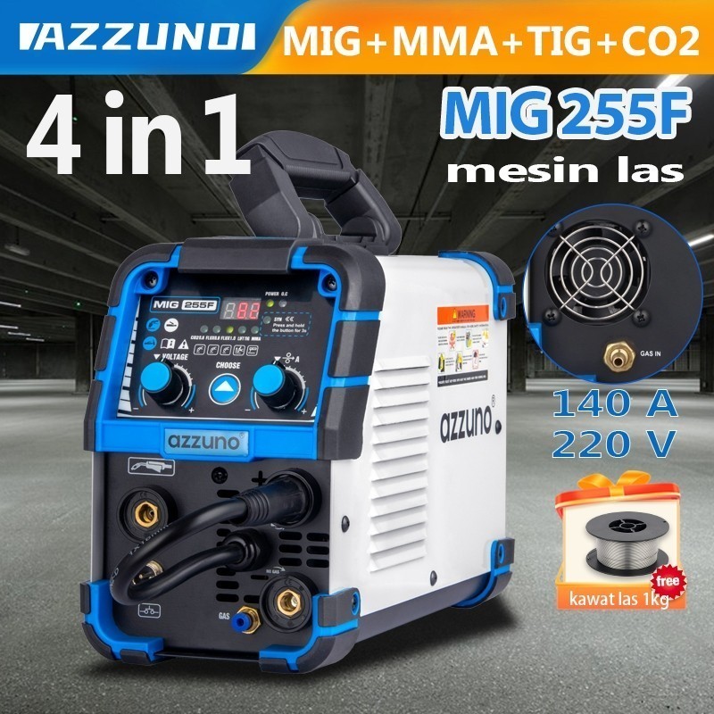 AZZUNO mesin las tig argon otomatis mma/co2 gas/trafo las mig 4 in 1 mesin las listrik 1400watt weld