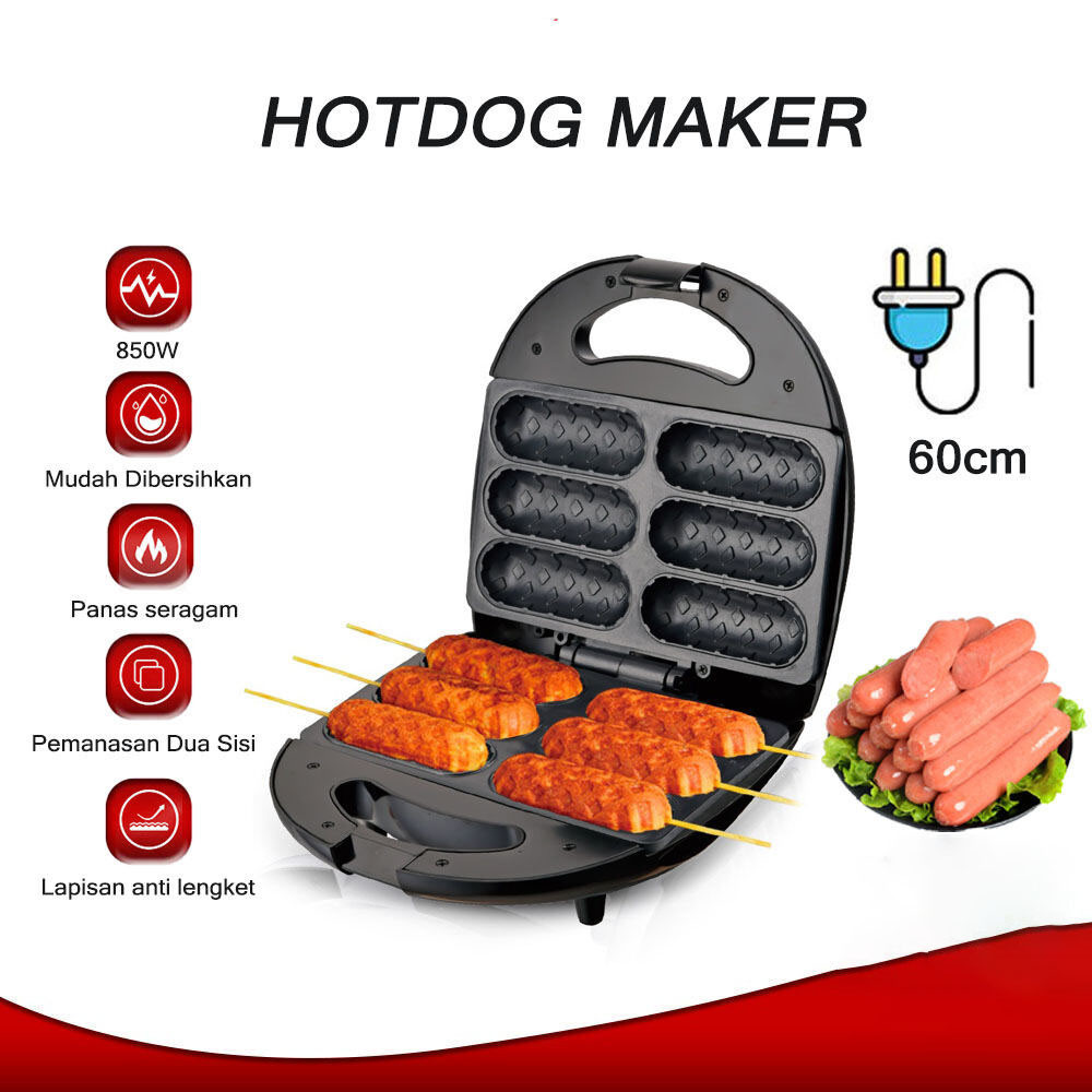 RAF Listrik Cetakan Sosis Bakar Portable Hot Dog Maker 850W Kompor Bakaran Hotdog Alat Bakar Sosis