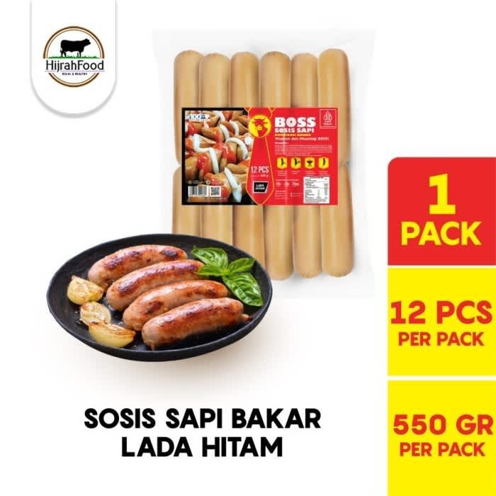 

Boss Sosis Sapi Bakar Lada Hitam Halal Mini Blackpepper Sausage Beef Kombinasi