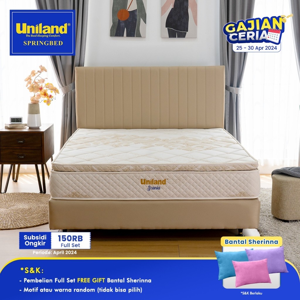Uniland Springbed Scania Pillowtop - Full Set Kasur Spring Bed