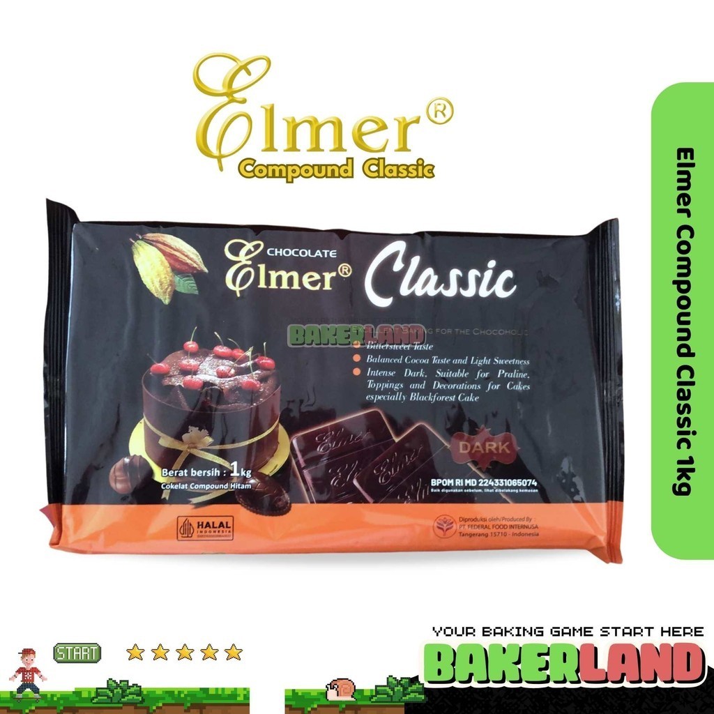 

Elmer Compound Dark Chocolate 1Kg / Elmer Compound Classic Dark 1kg / Cokelat Batangan Elmer