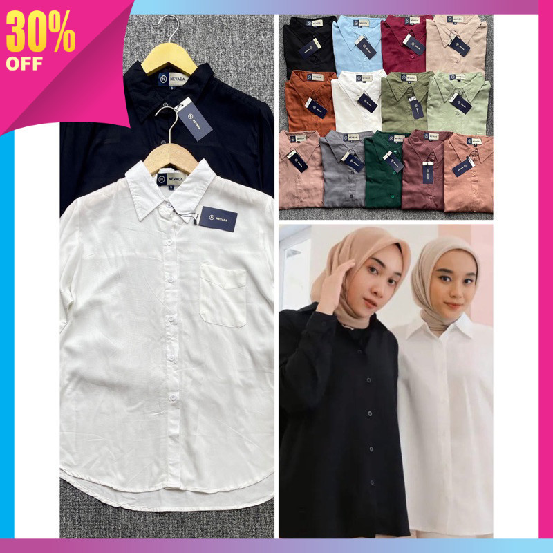 Blouse Wanita TOp Atasan Baju KOrean Style Kekinian / Kemeja Nevada Rayon Kemeja Wanita Kemeja Conne