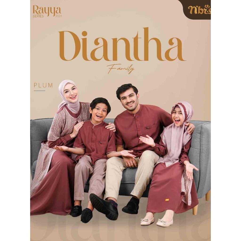 NBRS Sarimbit Keluarga Baju Couple Muslim Keluarga Lebaran 2024 NIbras Rayya Series Diantha Plum Gam