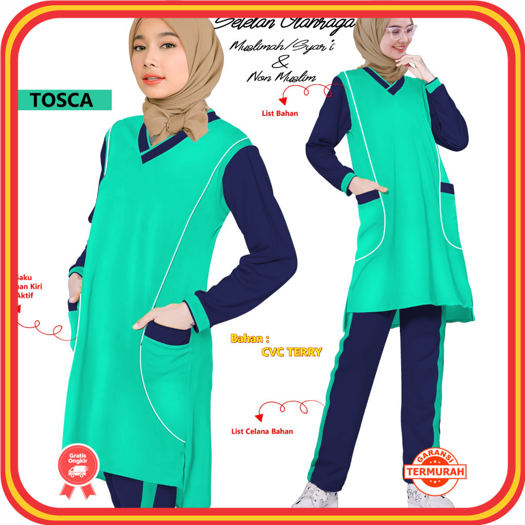 Set Olahraga Murah Bahan Premium Kekinian / 1SET STELAN BAJU SENAM MUSLIM SYAR'I MUSLIMAH SPORT OLAH