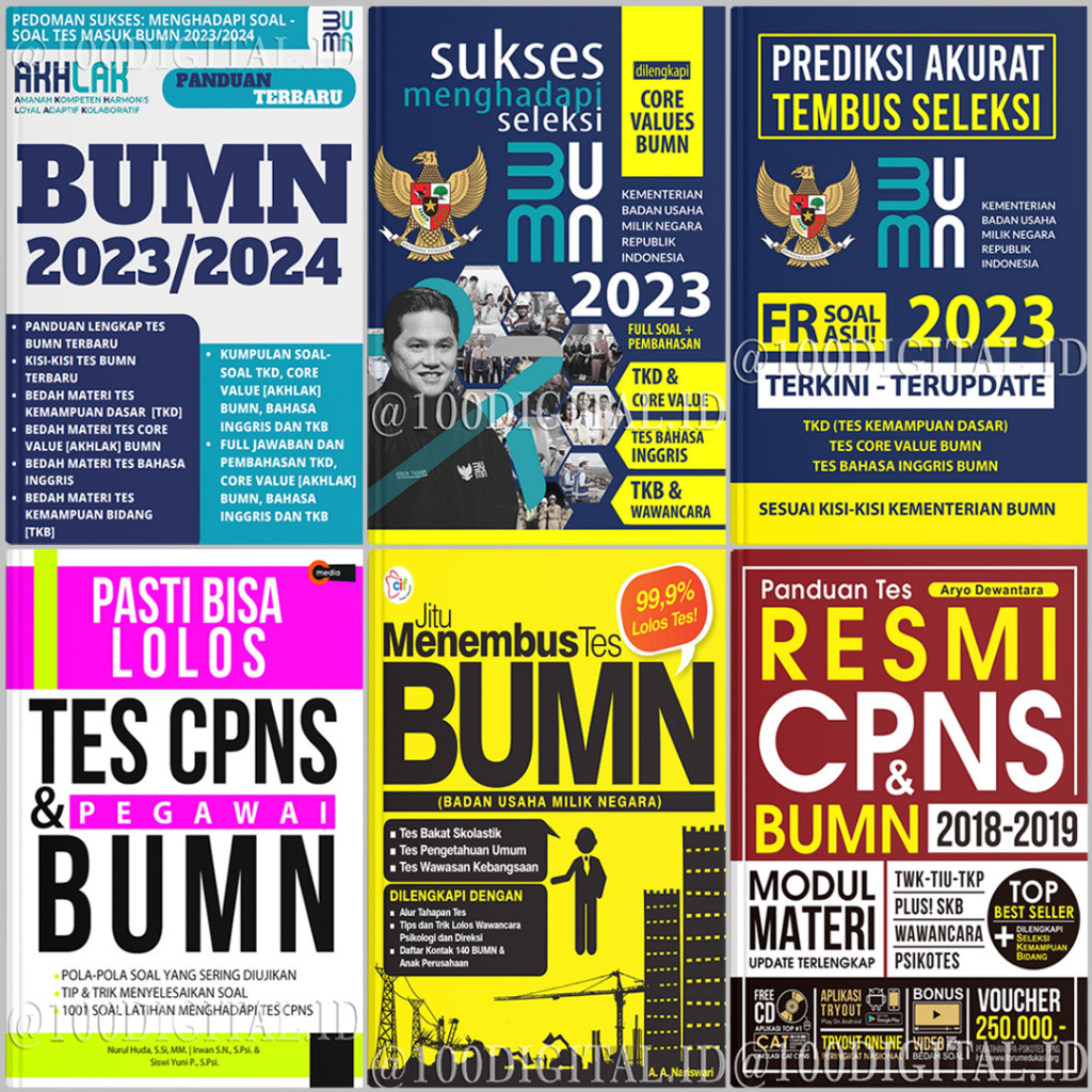 

EDJ (Bundle) Tentang BUMN Terlengkap : Pedoman Sukses Menghadapi Soal-soal Tes BUMN 2023/2024, Sukses Menghadapi Seleksi BUMN 2023, Prediksi Akurat Tembus Seleksi BUMN 2023, Pasti Bisa Lolos Tes Cpns Pegawai BUMN, Panduan Tes Resmi CPNS & BUMN - B29