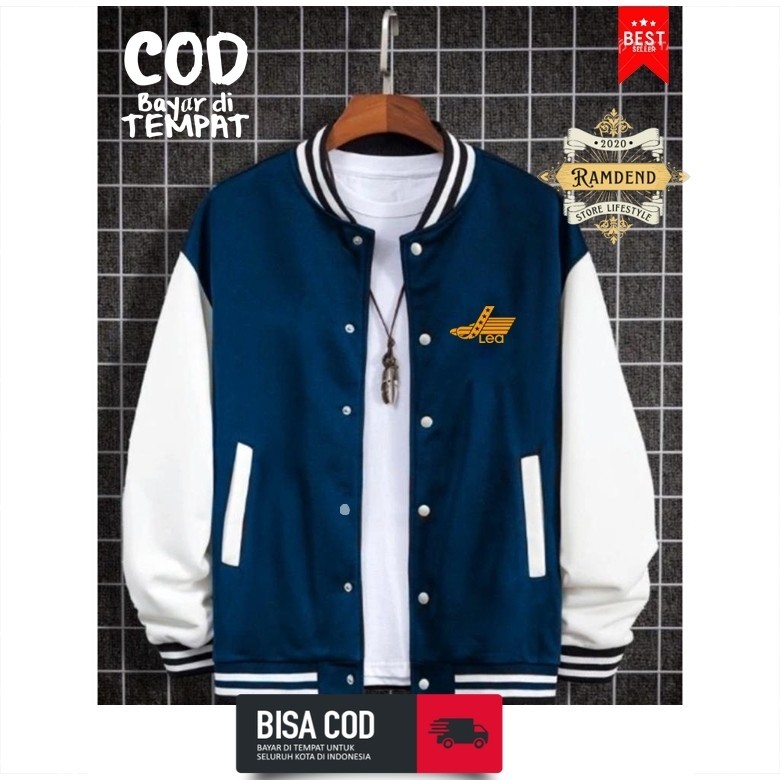 Baseball Kancing Lea Text Orange Jaket Sweater Pria Wanita Murah Terkeren Ramdend