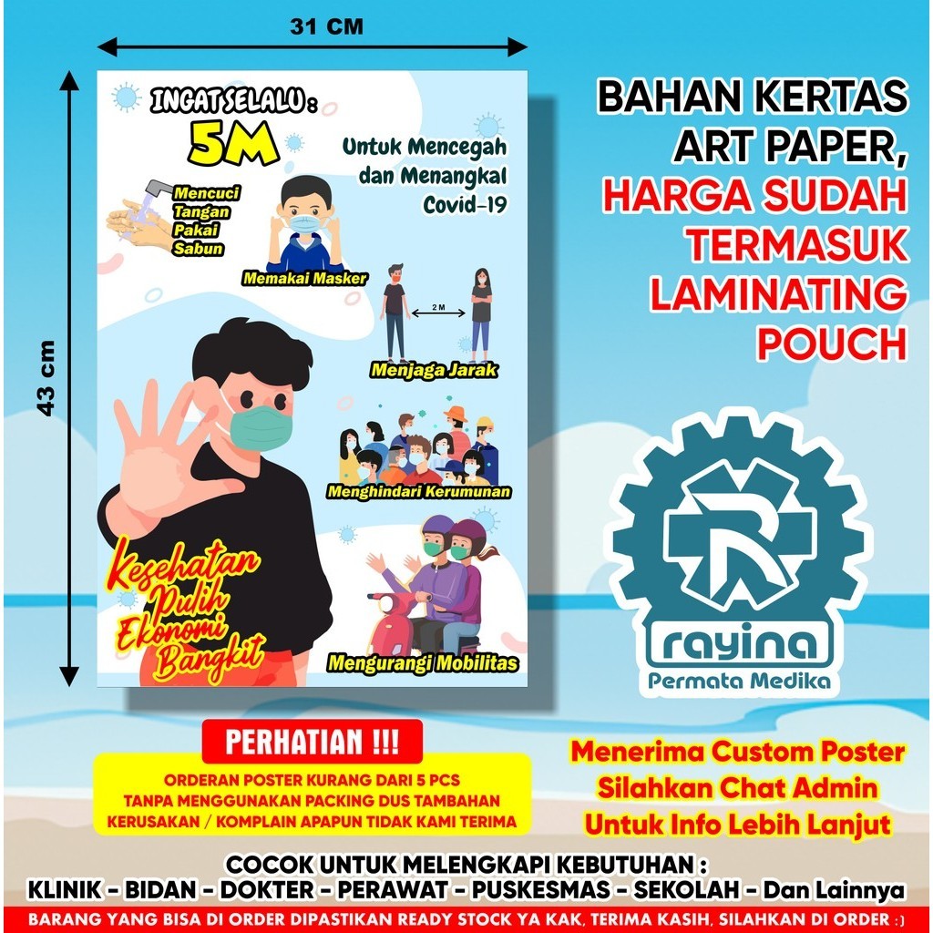 Poster Ingat Selalu 5M untuk Mencegah dan Menangkal Covid 19