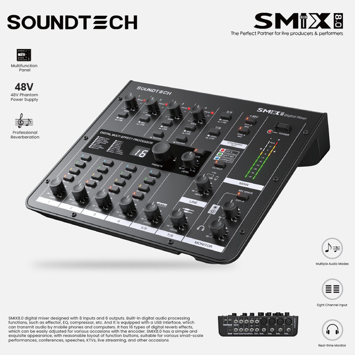 PROMO  SOUNDTECH SMIX 8.0 Audio Mixer Digital with 8 Channel