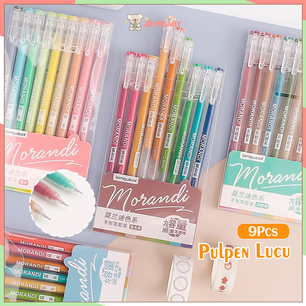 

JOYOBABY 9pcs/set Pulpen Warna Warni Morandi Gel Pen Bolpen Gel Pen Alat Tulis