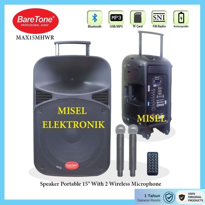 Baretone MAX15MHWR Speaker Aktif Portable 15 Inch