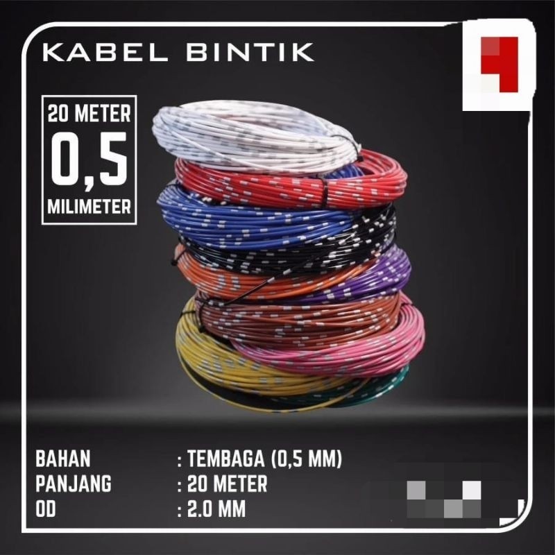 TERLARIS KABEL BINTIK AVS 0.5MM x 20m KABEL OTOMOTIF BODY MOBIL MOTOR SERABUT TEBAL TEMBAGA 0.5MILI 