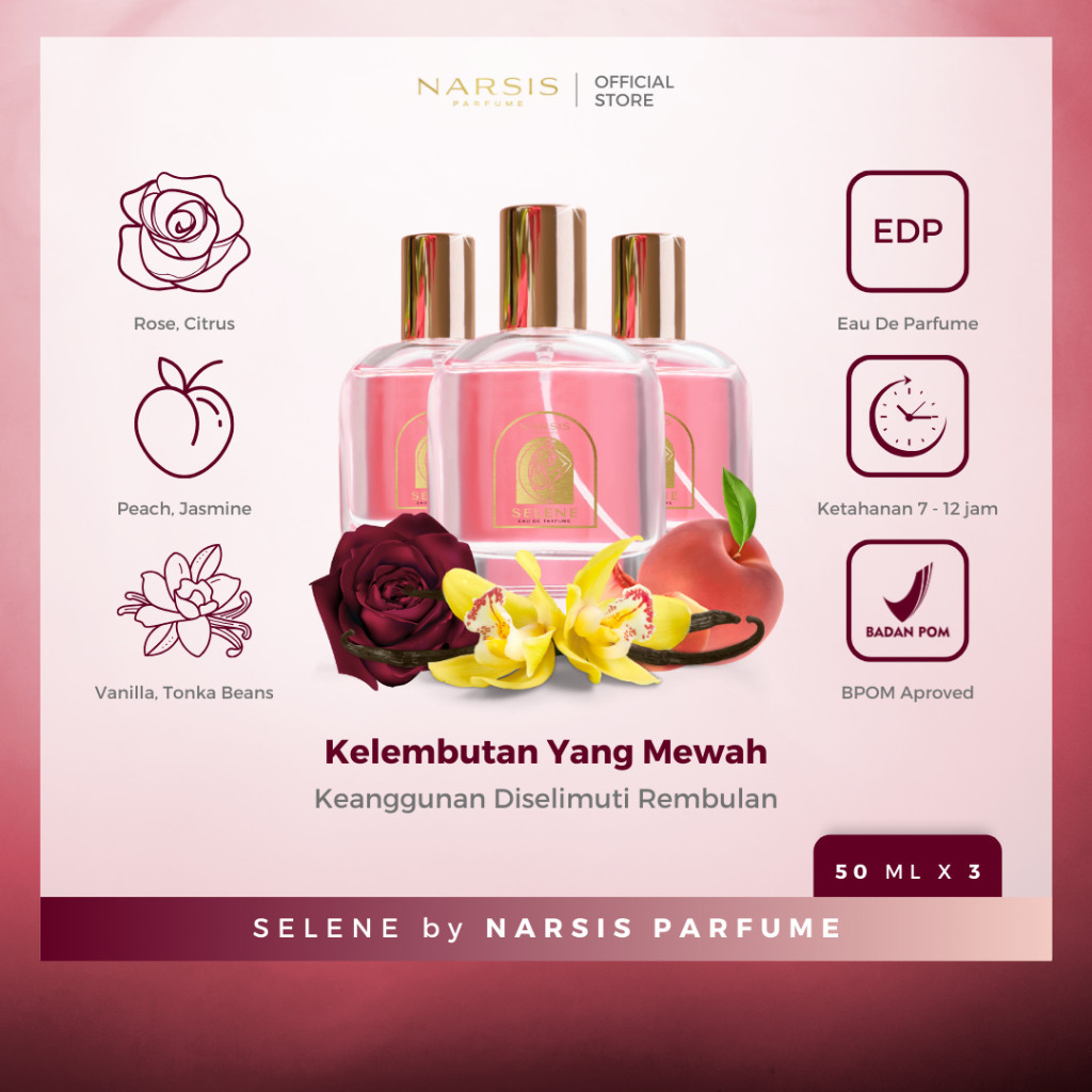 PARFUM NARSIS SELENE ORIGINAL Eau de Parfume 3 PCS - Parfume Pria Wanita Tahan Lama Bpom Terbaru
