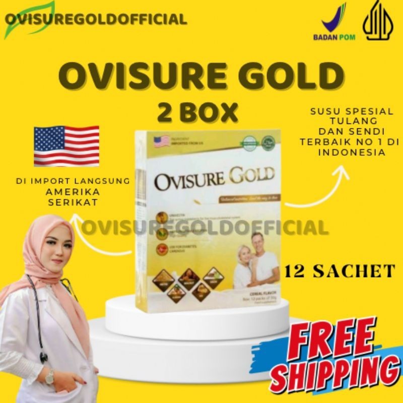 

2 BOX OVISURE GOLD SUSU OBAT VITAMIN TULANG DAN SENDI SYARAF KEJEPIT KERAM ORIGINAL USA