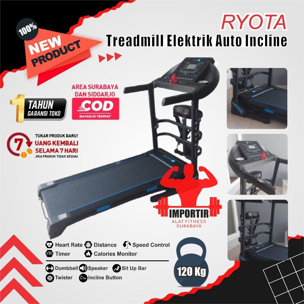 Alat Olahraga Treadmill Elektrik Ryota Alat Fitness Lari