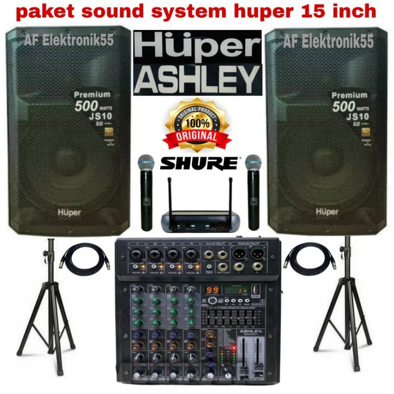 FLASH SALE Paket Sound System Huper 15 Inch Aktif + Mixer Ashley Original