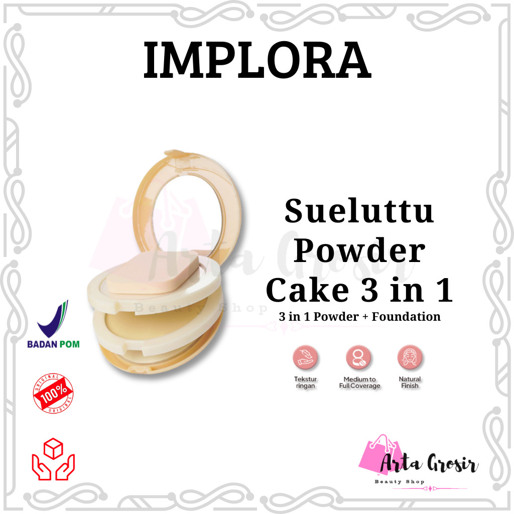 Implora Bedak 3in1 Sueluttu Compact Powder / Bedak implora Foundation