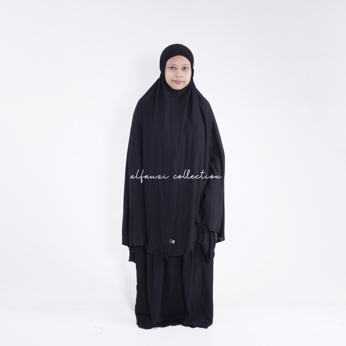 PROMO-Mukena Bali Polos Anak Tanggung Usia 7-12 Tahun / Mukena Rayon Premium - Hitam