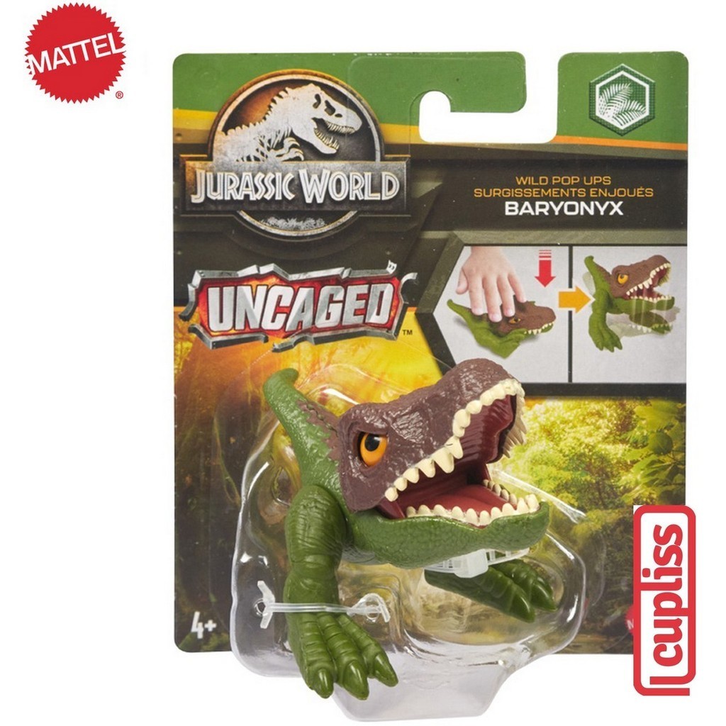 PROMO MATTEL JURASSIC WORLD HLN72 UNCAGED WILD POP UPS BARYONYX GREEN TOYS HFR10