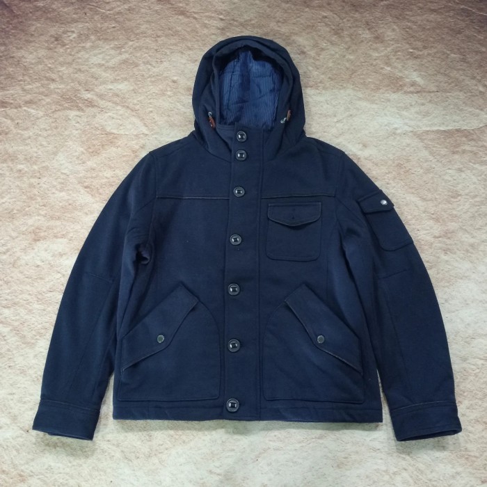 Jaket parka pria tebal CREATE BAREFOOT navy size M jaket casual hoodie murah