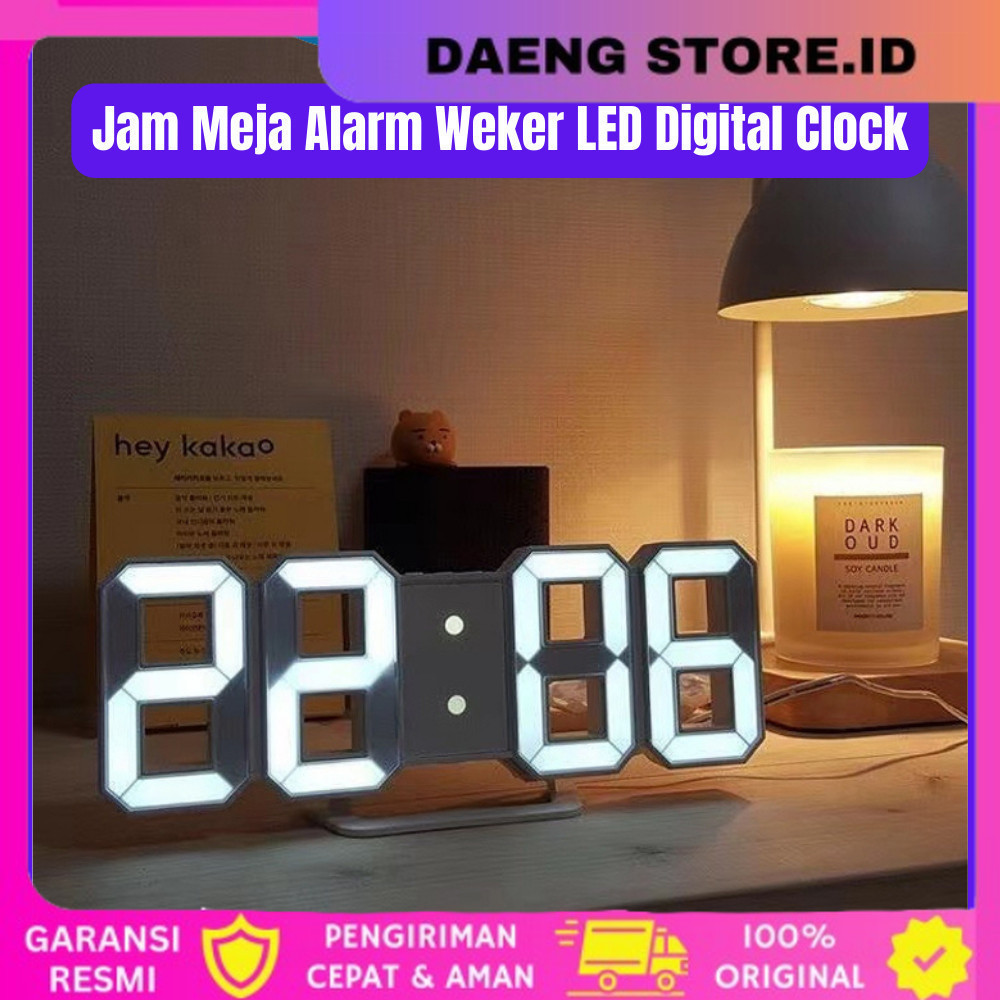 Jam LED Digital Alarm Clock 3D Jam Weker Meja Dinding LED Digital 3D Taffware Jam