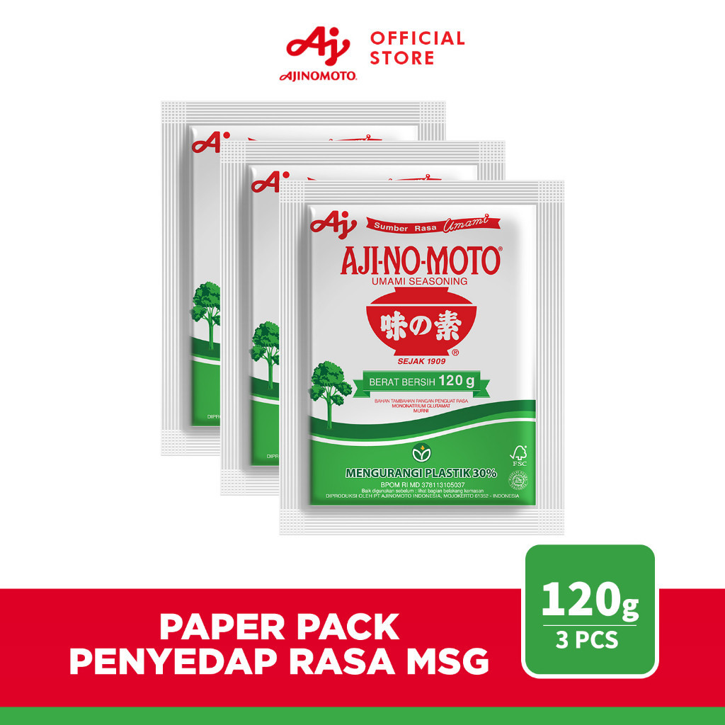 

AJI-NO-MOTO® Paper Pack Penyedap Rasa MSG Ajinomoto 120g (3 pcs)