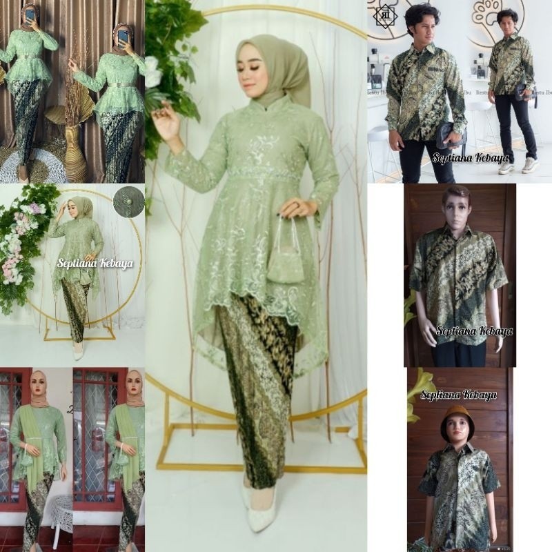 New couple kebaya  warna sage Green / kebaya tunangan warna sage / kebaya lamaran / kebaya wisuda / 
