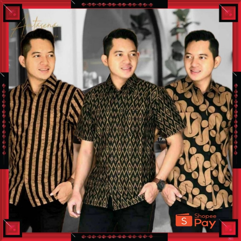 [PREMIUM ORIGINAL] PROMO KEMEJA BATIK PRIA LENGAN PENDEK M L XL XXL JUMBO BATIK MODERN BATIK PRIA AT