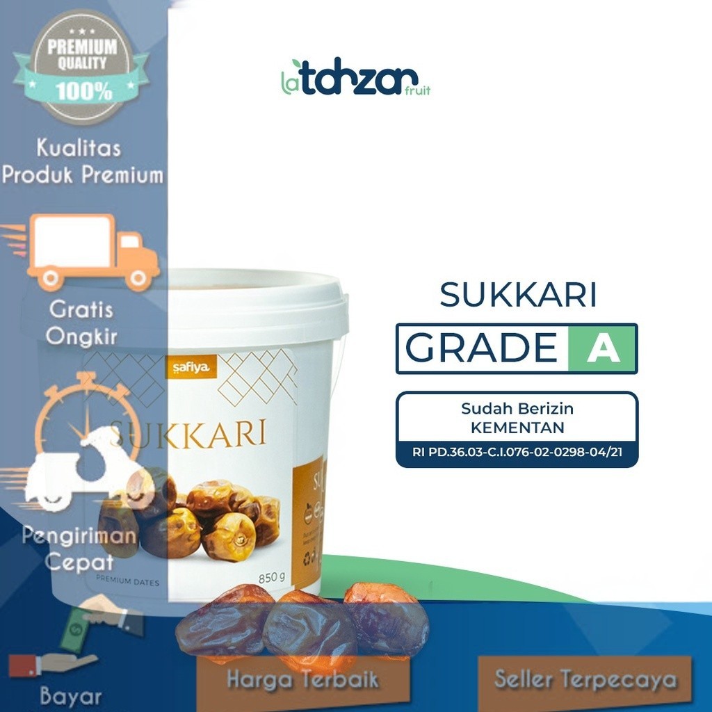 

Kurma Sukari Ember Al- Qassim 850gr Kemasan Ember Premium Safiya