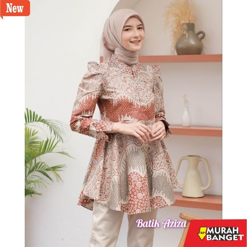 Blouse Wanita Kekinian PRODUK ORIGINAL KATUN Atasan Batik Wanita Blus Batik Puffy Shoulders Model Pe