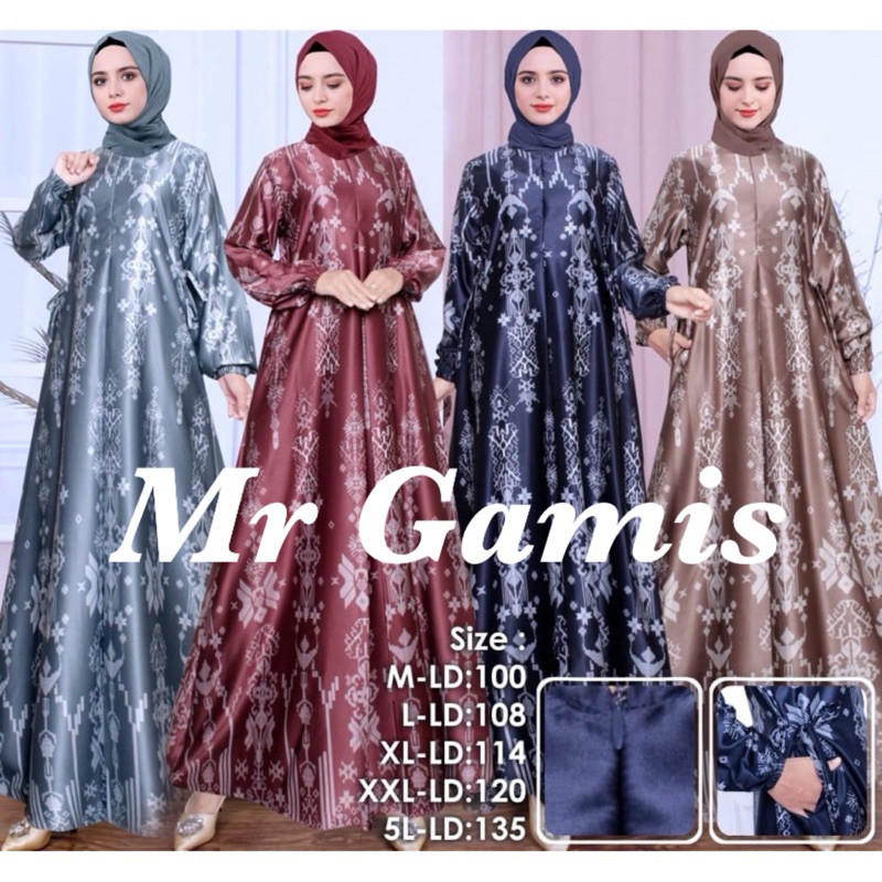 Ready Jumbo Ld 135 /5L) Gamis Silk |Gamis Silk Premium |Gamis Motif /Gamis Muslim Terbaru /Gamis Kon