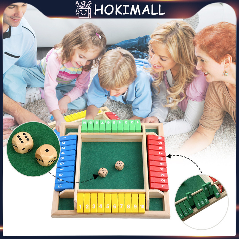 4 Sisi 1-10 Mainan Board Game Dadu Shut the Box Angka Untuk Anak / Dewasa