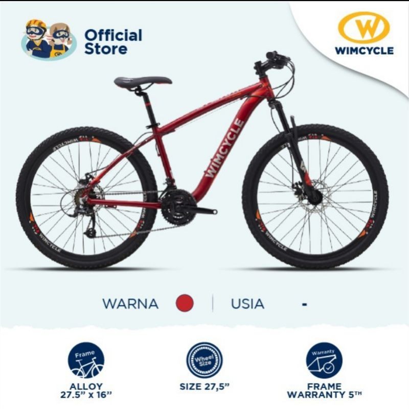 Sepeda Gunung MTB 27.5 inch WIMCYCLE STORM ALLOY