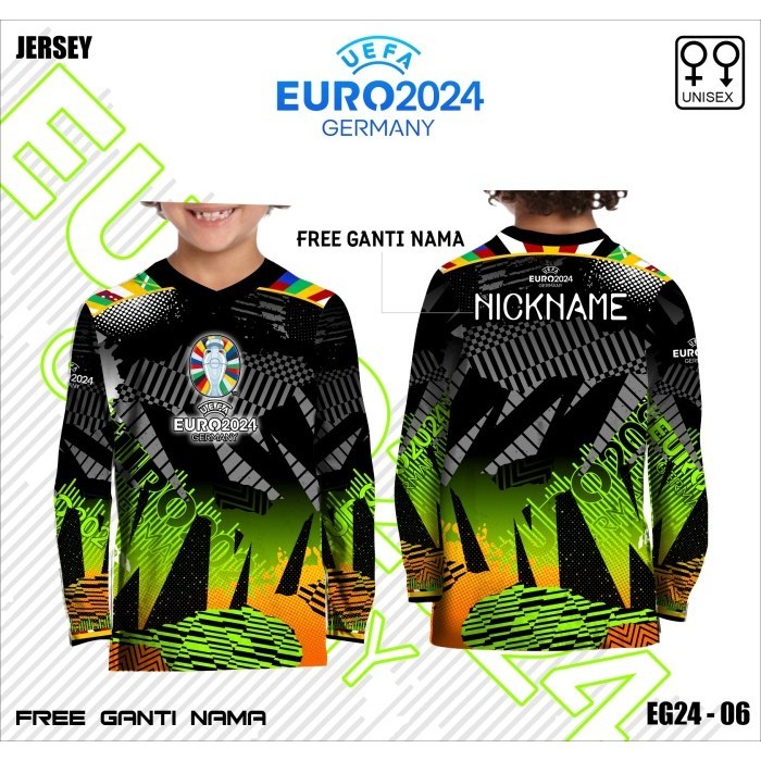 Jersey anak kaos sepak bola baju piala eropa 2024 jerman lngan panjang - Hitam, 0