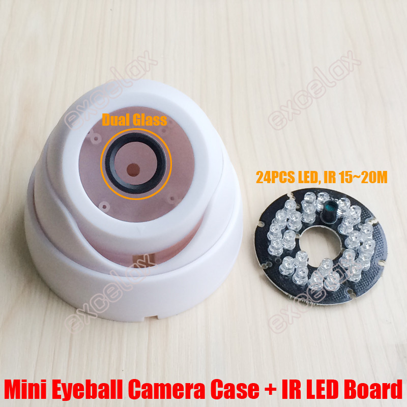 DIY PP Plastik Mini Bola Mata Dome Camera Casing dengan 24 Pcs IR LED Board Lensa Tetap Keamanan Vid
