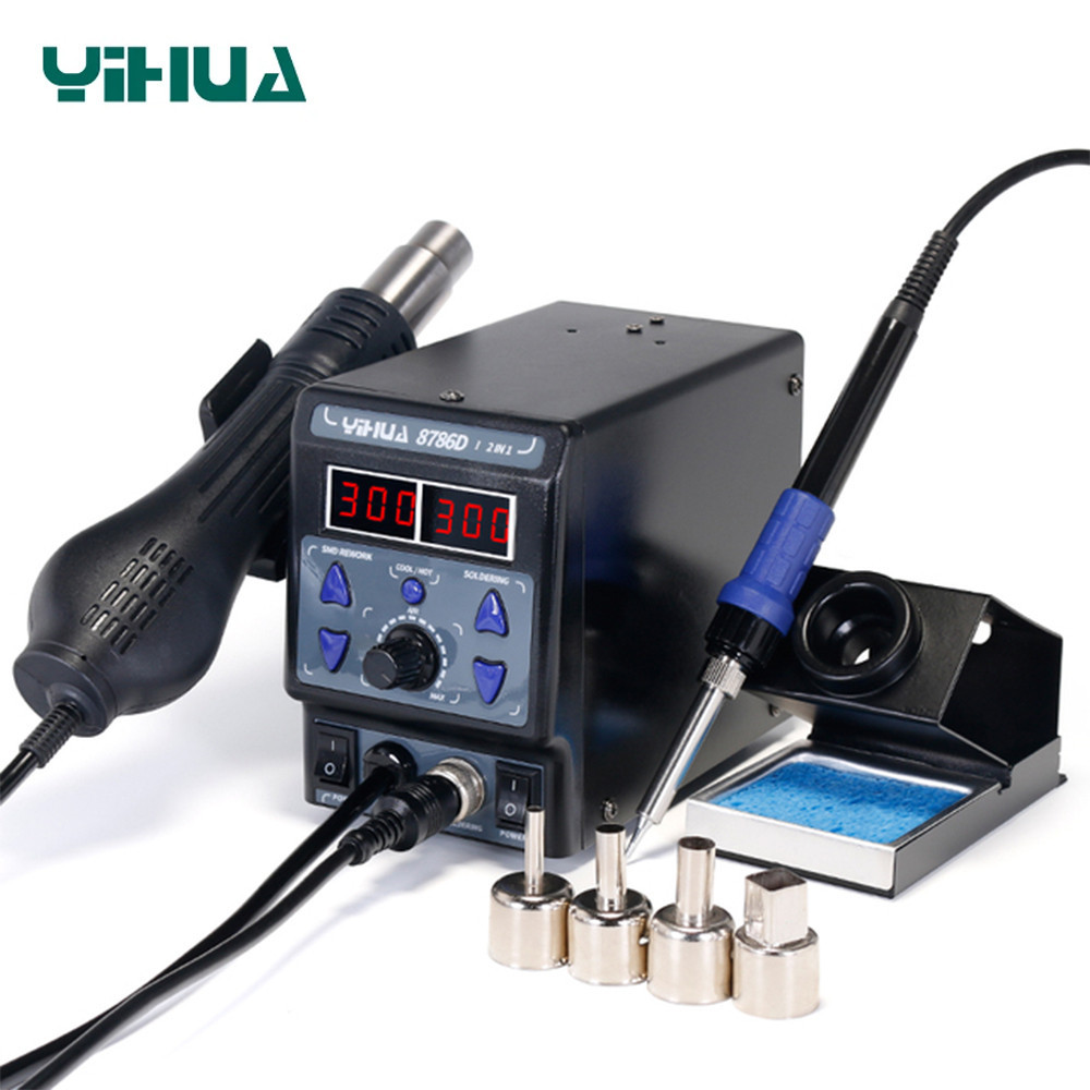 YIHUA alat Solder, Solder besi Solder udara panas 2in1 BGA SMD stasiun pengelasan 220V 110V stasiun 