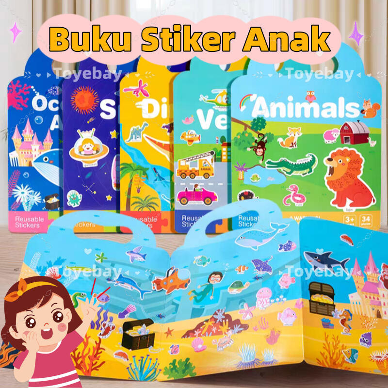 

Buku Stiker Anak/Stiker Mainan Edukasi Anak Tahan Air/Buku Aktivitas Dapat Digunakan Kembali