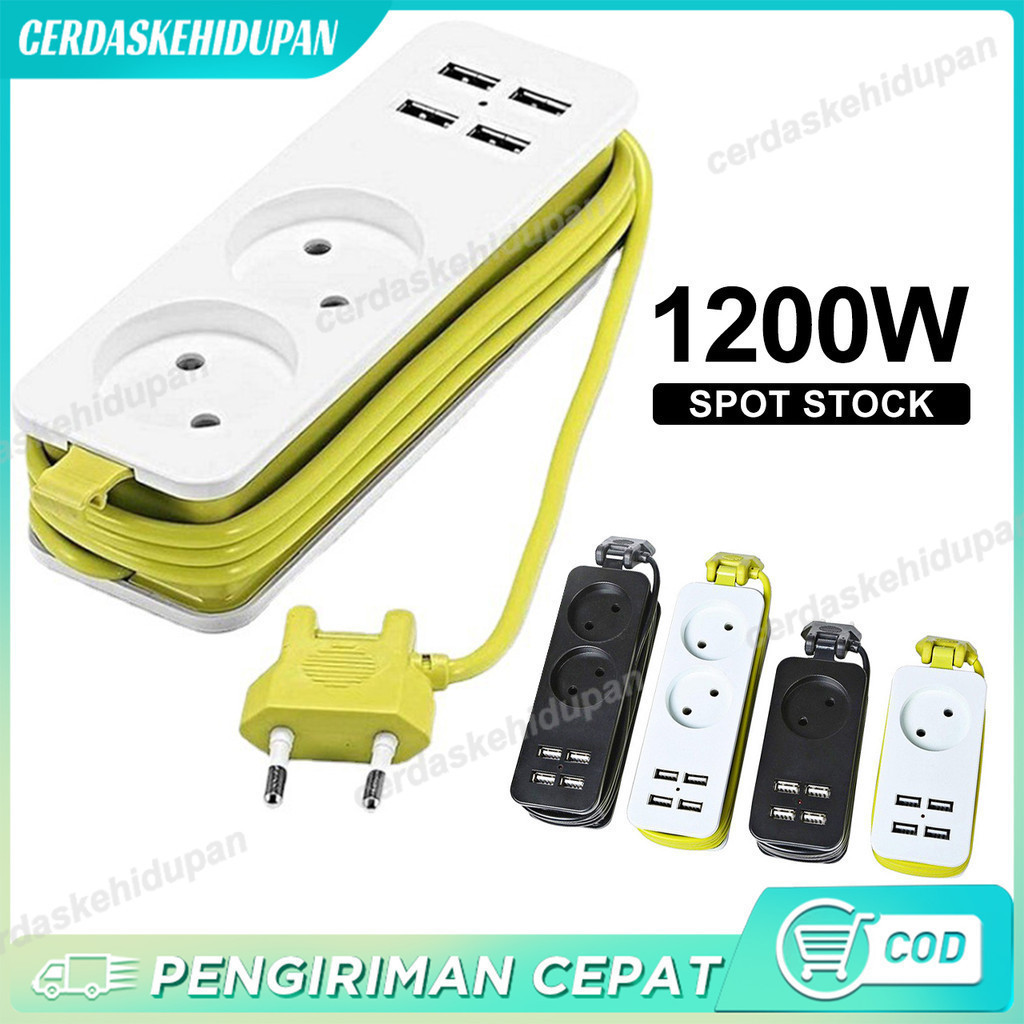 Colokan Listrik 2 slot Stop Kontak Traveling Stop Kontak USB 4 Port Stop Kontak USB Charger