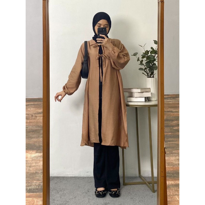ZERAX - Pakaian Wanita Tere / ARAYA LONG OUTER TALI PITA SHAKILA / Outer Tunik Remaja Terbaru / Fash