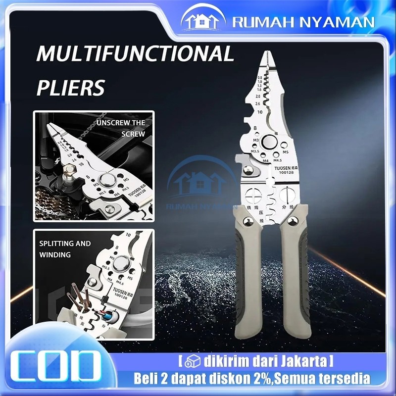 Kabel Listrik Kawat Multi Tang Dekrustasi serbaguna Alat Perbaikan Kawat Multifungsi Pemotong Pengup